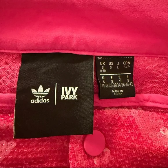 NWOT Adidas x IVY PARK Triple Pink Sequin Shorts with Fringe, size S - Picture 8 of 8